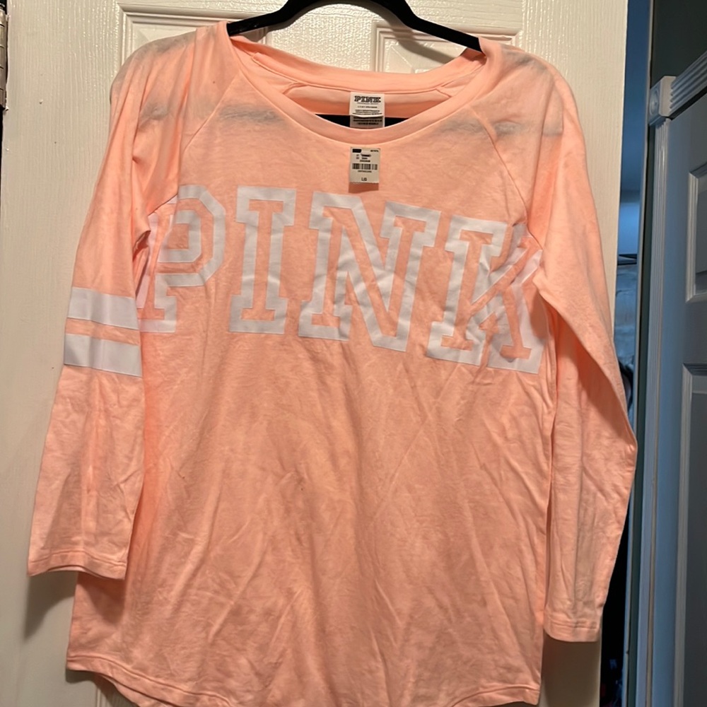 Long sleeve Pink logo tee shirt